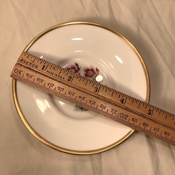 Royal Worcester Gold & White Trinket Dish, Alpine Flowers, Saucer China EASTER - Picture 7 of 7